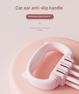 Pink Adjustable Resistance Chest Expander with 6 Levels - Cute Cat Ear Puller for Full Body Workout - 45-Degree Angle