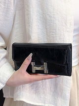 Random Color Surprise Lucky Bag: Random Style Women's Long PU Leather Wallet Mystery Box - Close-Up Angle