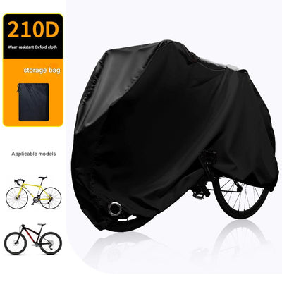 Size XL Black All-Weather 210D Bicycle Cover - Waterproof & UV-Proof Outdoor Bike Protector with Lock Hole & Storage Bag