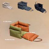 Dark Blue Premium Plush Pet Booster Car Seat - Portable Dog Travel Bed with Non-Slip Base - Front View