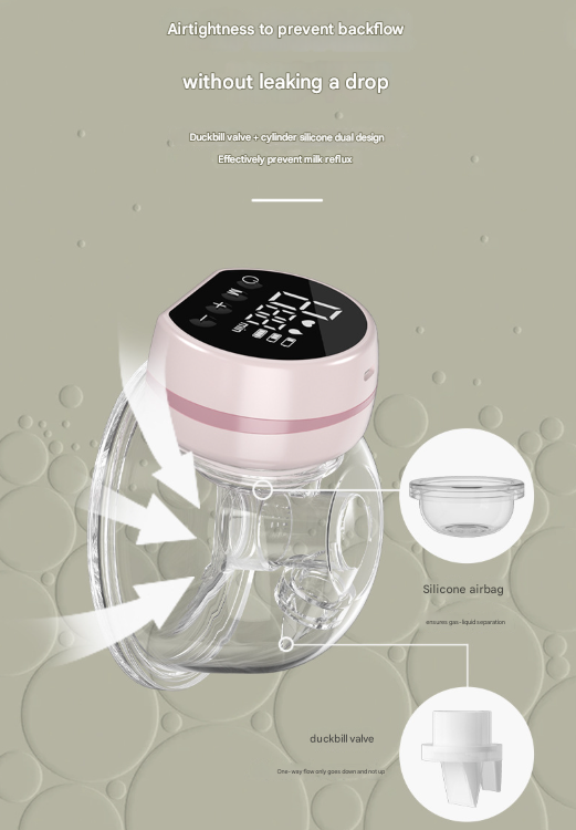 Pink Hands-Free Wearable Electric Breast Pump - Portable, Quiet & Rechargeable with LED Display