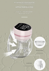 Pink Hands-Free Wearable Electric Breast Pump - Portable, Quiet & Rechargeable with LED Display