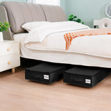 1 piece Black Size S Collapsible Underbed Storage Organizer with Wheels - Fabric Bin with Dustproof Lid - Rear View