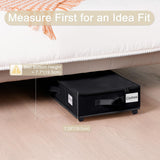1 piece Black Size S Collapsible Underbed Storage Organizer with Wheels - Fabric Bin with Dustproof Lid - Close-Up Angle