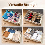 1 piece Black Size S Collapsible Underbed Storage Organizer with Wheels - Fabric Bin with Dustproof Lid - Low Angle