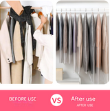 White Edge 10-Pack Hanging Garment Bags for Closet Storage - Translucent Dust-Proof Suit Covers, Washable & Reusable Coat Protectors (2 Sizes) - Top-Down View