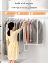 Black Edge 10-Pack Hanging Garment Bags for Closet Storage - Translucent Dust-Proof Suit Covers, Washable & Reusable Coat Protectors (2 Sizes) - Front View