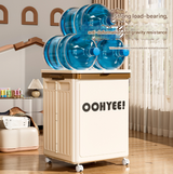 Beige Large Foldable Storage Box with Lid and Wheels - Heavy Duty Collapsible Toy Organizer Bin - Rear View