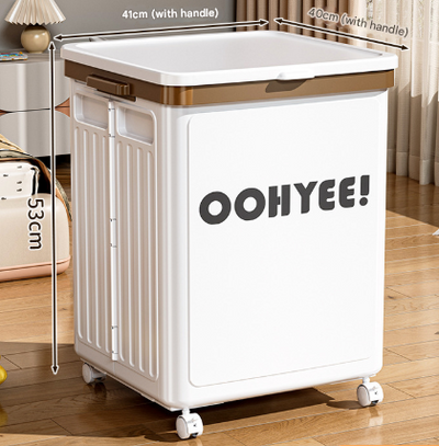 White Large Foldable Storage Box with Lid and Wheels - Heavy Duty Collapsible Toy Organizer Bin