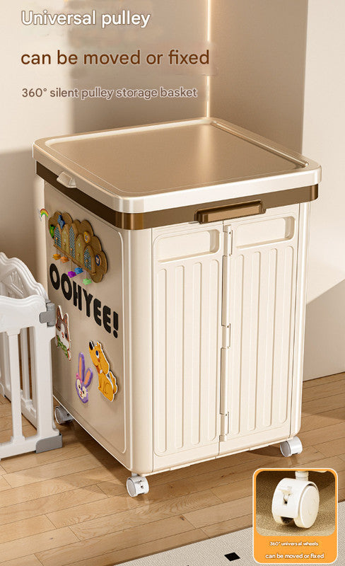 White Large Foldable Storage Box with Lid and Wheels - Heavy Duty Collapsible Toy Organizer Bin