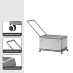 Size S Grey Collapsible Storage Box with Wheels and Telescopic Handle - Stackable Folding Crate for Car & Home