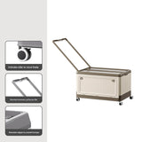 Size L Brown Collapsible Storage Box with Wheels and Telescopic Handle - Stackable Folding Crate for Car & Home