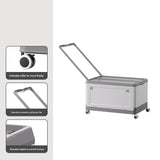 Size L Grey Collapsible Storage Box with Wheels and Telescopic Handle - Stackable Folding Crate for Car & Home
