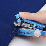 2 Pcs White Portable Mini Handheld Sewing Machine - Manual Stitching Tool for Quick Fabric Repairs - Front View