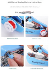 2 Pcs White Portable Mini Handheld Sewing Machine - Manual Stitching Tool for Quick Fabric Repairs - 45-Degree Angle