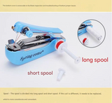 2 Pcs White Portable Mini Handheld Sewing Machine - Manual Stitching Tool for Quick Fabric Repairs - Close-Up Angle