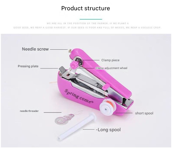 2 Pcs Red Portable Mini Handheld Sewing Machine - Manual Stitching Tool for Quick Fabric Repairs