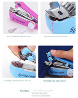 2 Pcs Red Portable Mini Handheld Sewing Machine - Manual Stitching Tool for Quick Fabric Repairs - Rear View