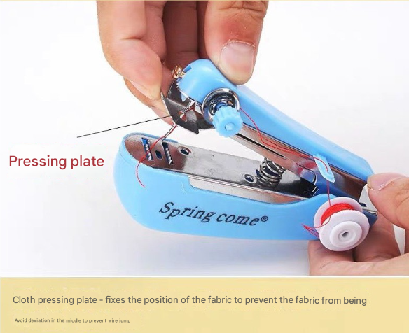 2 Pcs Red Portable Mini Handheld Sewing Machine - Manual Stitching Tool for Quick Fabric Repairs