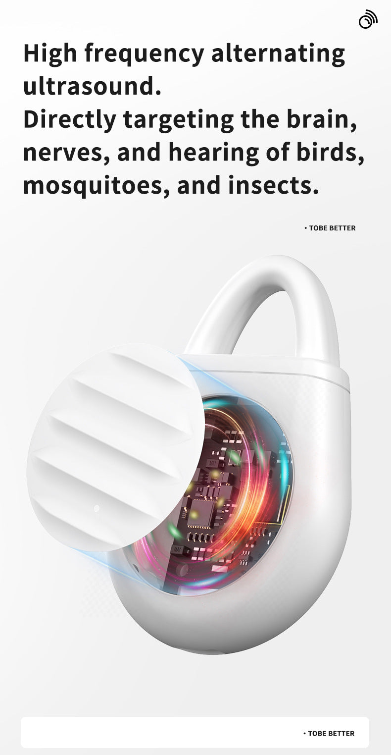 2 Pcs Black Portable Ultrasonic Pest Repeller - Rechargeable Mosquito & Bird Repellent Device | 3-Mo
