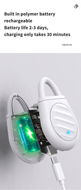 2 Pcs White Portable Ultrasonic Pest Repeller - Rechargeable Mosquito & Bird Repellent Device | 3-Mode for Indoor, Outdoor & Camping - Close-Up Angle