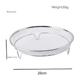 Silver 3-Pack Stackable Air fryer Racks - Food Grade Stainless Steel Multi-Layer Dehydrator & Crisper Tray Accessory - Front View
