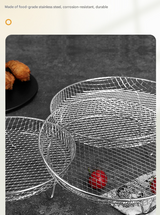 Silver 3-Pack Stackable Air fryer Racks - Food Grade Stainless Steel Multi-Layer Dehydrator & Crisper Tray Accessory - 45-Degree Angle