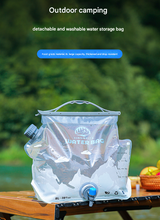 1 Piece Grey 8L Foldable Water Bag - Large Capacity Portable Water Carrier with Spigot for Camping & Outdoors - Front View