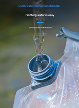 1 Piece Grey 8L Foldable Water Bag - Large Capacity Portable Water Carrier with Spigot for Camping & Outdoors - Top-Down View