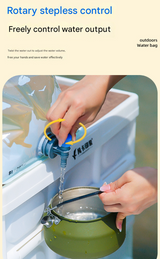 2 Pcs Grey 8L Foldable Water Bag - Large Capacity Portable Water Carrier with Spigot for Camping & Outdoors - 45-Degree Angle