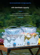 2 Pcs Grey 8L Foldable Water Bag - Large Capacity Portable Water Carrier with Spigot for Camping & Outdoors - Rear View