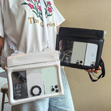2 Pcs White Cute Floating Waterproof Pouch - Touch-Sensitive Screen & Adjustable Strap - Front View
