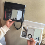 2 Pcs White Cute Floating Waterproof Pouch - Touch-Sensitive Screen & Adjustable Strap - Side View