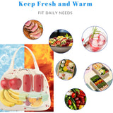 Pink Strawberry Pattern Corduroy Lunch Bag - Insulated Thermal Cooler Tote for School Work and Picnics - Low Angle