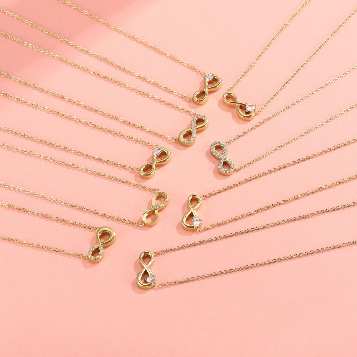 Style 1 Gold Infinity Necklace for Women - Dainty Titanium Steel Pendant with Sparkling Cubic Zirconia