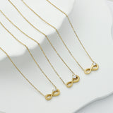 Style 2 Gold Infinity Necklace for Women - Dainty Titanium Steel Pendant with Sparkling Cubic Zirconia - Side View
