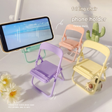 Color Mixing Adorable Mini Folding Chair Phone Stand - 4 Pack Cute Desktop Holder for Hands-Free Viewing - Front View