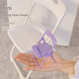 Color Mixing Adorable Mini Folding Chair Phone Stand - 4 Pack Cute Desktop Holder for Hands-Free Viewing - Top-Down View