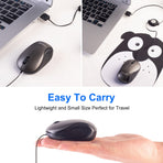 Grey and Black Portable Mini USB Mouse with Retractable Cable - Compact Travel Mouse for PC and Laptop