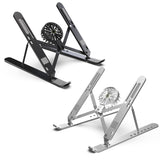 Silver Adjustable Aluminum Laptop Stand with Detachable Cooling Fan - Portable Ergonomic Riser for Desk - Front View
