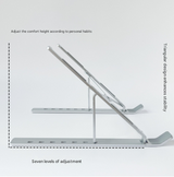 Silver Adjustable Aluminum Laptop Stand with Detachable Cooling Fan - Portable Ergonomic Riser for Desk - Top-Down View