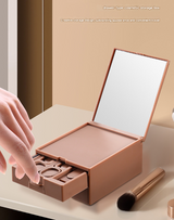 Brown Premium 13-in-1 Manicure & Grooming Kit - Professional Carbon Steel Pedicure Set with Dual-Drawer Case & Mirror - Side View