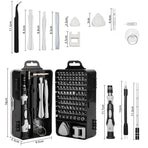Grey Professional 115-in-1 Precision Screwdriver Set - Magnetic Repair Tool Kit for PC, Laptop, Phone & Electronics
