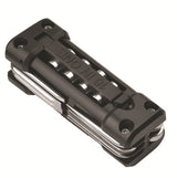 Black Versatile 16-in-1 Bike & Motorcycle Multi-Tool - Portable Repair Kit with Adjustable Wrench - Top-Down View