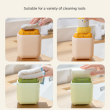 2 Pcs Yellow Cute Cat Press-to-Dispense Soap Pump & Sponge Caddy for Kitchen Sink - Side View