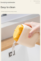 2 Pcs Yellow Cute Cat Press-to-Dispense Soap Pump & Sponge Caddy for Kitchen Sink - Rear View