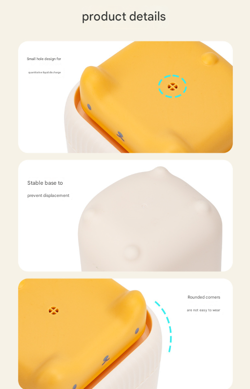 2 Pcs Yellow Cute Cat Press-to-Dispense Soap Pump & Sponge Caddy for Kitchen Sink