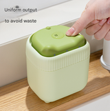 2 Pcs ( Green + Yellow ) Cute Cat Press-to-Dispense Soap Pump & Sponge Caddy for Kitchen Sink - Top-Down View