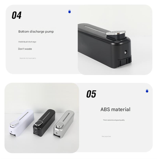 2 Pcs Black Modern Wall-Mounted Press Soap Dispenser - 300ml Refillable Pump for Bathroom & Kitchen