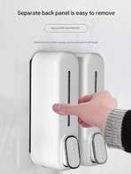 2 Pcs Silver Modern Wall-Mounted Press Soap Dispenser - 300ml Refillable Pump for Bathroom & Kitchen